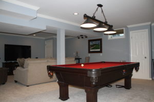 Living area and pool table