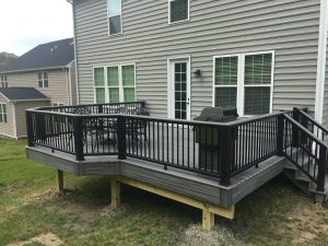 Island Mist decking and fascia with Black transcend rail and Island Mist cocktail top