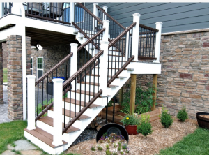 Treehouse decking, white fascia_posts and Vintage Lantern rail