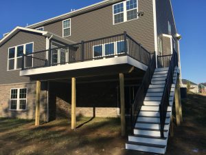 White fascia with black Azek Impression Express aluminum railing