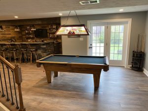 Pool table area with bar