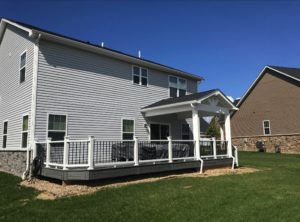 copy of Island Mist decking with Select railing. P…ered by 10' x 12' gable roof with open front gable